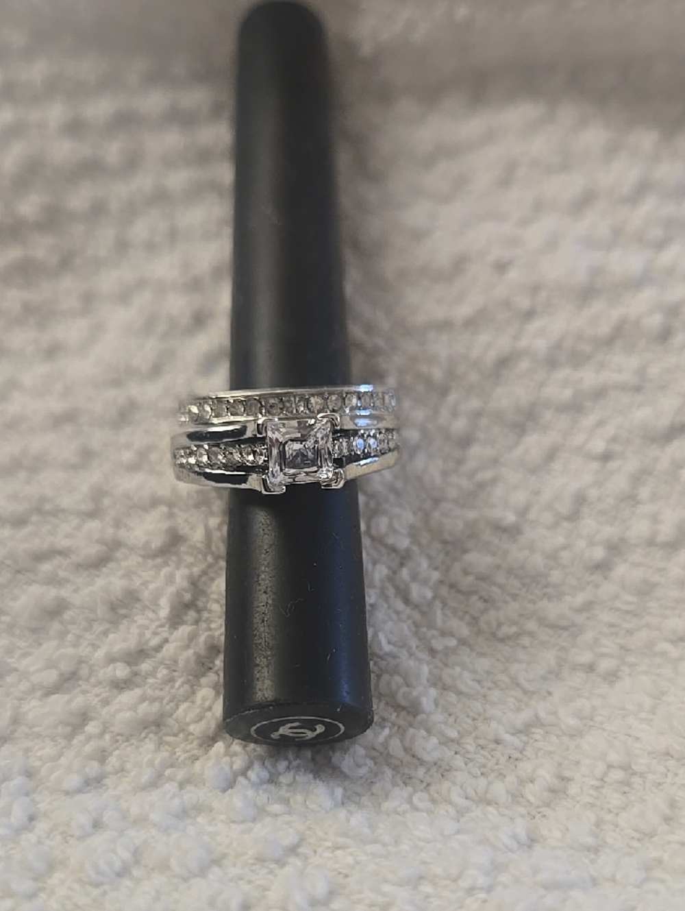 Classic Silver-tone Cubic Zirconia Bridal Ring Set - Silver